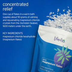 Life-flo Pure Magnesium Bath Flakes in bathwater create a soothing soak.