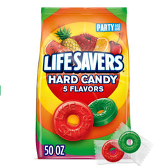 Life Savers 5 Flavors hard candy assortment in a colorful bag, perfect for sharing.