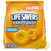 Life Savers Butter Rum hard candy 14.5 oz pack front view, ideal for sharing.