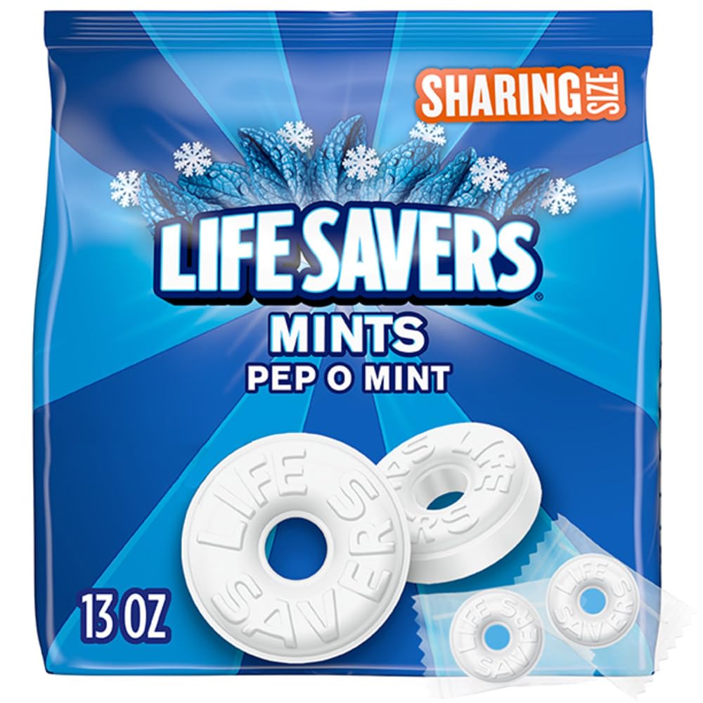 Life Savers Pep-O-Mint bag front view highlighting the sharing size and branding for fresh breath on the go