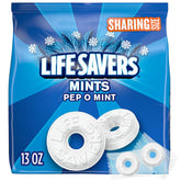 Life Savers Pep-O-Mint bag front view highlighting the sharing size and branding for fresh breath on the go