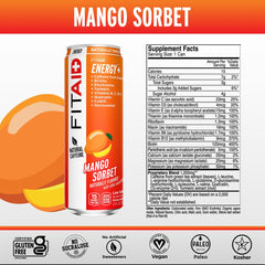 LIFEAID FITAID ENERGY can label closeup highlighting caffeine and recovery ingredients