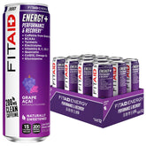 LIFEAID FITAID Energy Grapes Açai can front view, clean pre-workout energy.