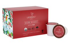 Lifeboost Dark Roast K-Cup Pod; smooth, low-acid coffee for easier mornings