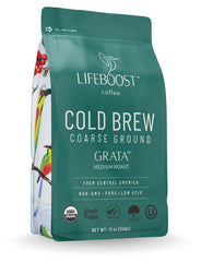 Lifeboost low-acid cold brew bag with coarse-ground beans for sensitive stomachs