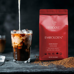 Close-up of Lifeboost single-origin beans highlighting sun-dried quality.