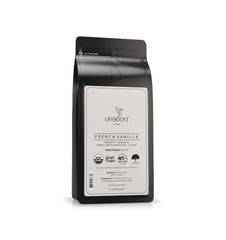 Lifeboost Whole Bean French Vanilla coffee bag highlights low acid for a smoother morning brew.