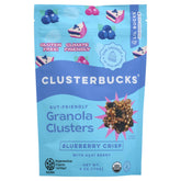 Lil Bucks Clusterbucks Blueberry Crisp granola in a bowl, gluten-free and protein-rich.