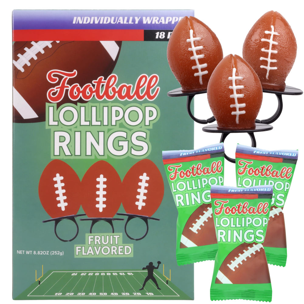 Lil' League Football Lollipop Rings front view with playful football design for celebrations