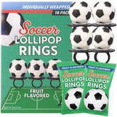 Lil' League soccer ball lollipop ring hero image, ideal for party favors and sharing