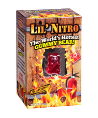 Lil' Nitro bear closeup shows intense heat for daring snackers.