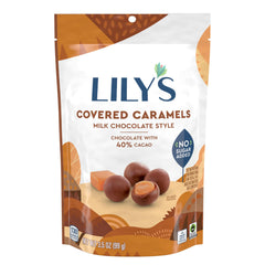 Lily's Milk Chocolate Style Caramels 3-pack box highlighting bulk value for gatherings