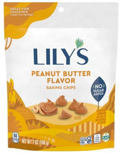 Lily's Peanut Butter Flavor Baking Chips bag, ideal for cookies and melts.