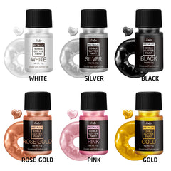Limino edible glitter paint in silver provides a metallic sheen for pastries.