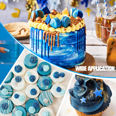 Limino edible glitter spray blue cake decorating shows metallic sparkle.