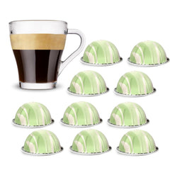 Limited Edition Pistachio Vanilla over Ice coffee pods arranged on a tray for quick iced coffee prep