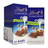 Lindt Classic Recipe Hazelnut Milk Chocolate Bars 12-pack, ideal for gifting