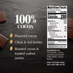 Lindt EXCELLENCE 100% Cocoa bar squares neatly portioned for balanced tasting.