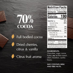Lindt EXCELLENCE 70% Cocoa bar with silky texture highlighted for refined snacking.