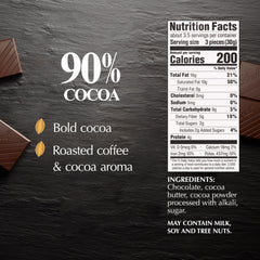 Close-up of Lindt Excellence 90% bar squares revealing silky texture