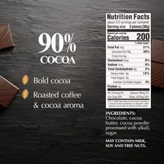 Lindt Excellence 90% cacao bar closeup texture shows rich, velvety notes