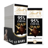 Lindt EXCELLENCE 95% bar unwrap closeup reveals premium dark chocolate for tasting.