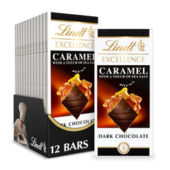Lindt Excellence Caramel Sea Salt bar pack, gifting-ready premium chocolate experience.