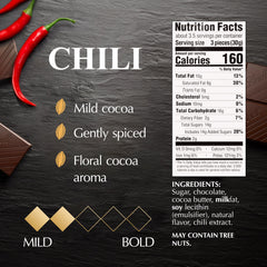Lindt EXCELLENCE Chili Dark Chocolate Bar squares, pre-portioned for easy enjoyment.