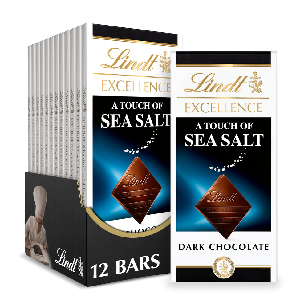 Lindt EXCELLENCE Sea Salt Dark Chocolate Bar Pack, ideal gift for connoisseurs.