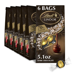 Lindt Lindor 70% extra dark truffles packaging shows premium gift appeal.