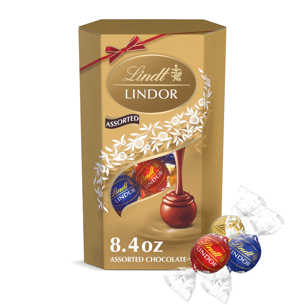 Lindt LINDOR assorted truffles box, gift-ready presentation for sharing.