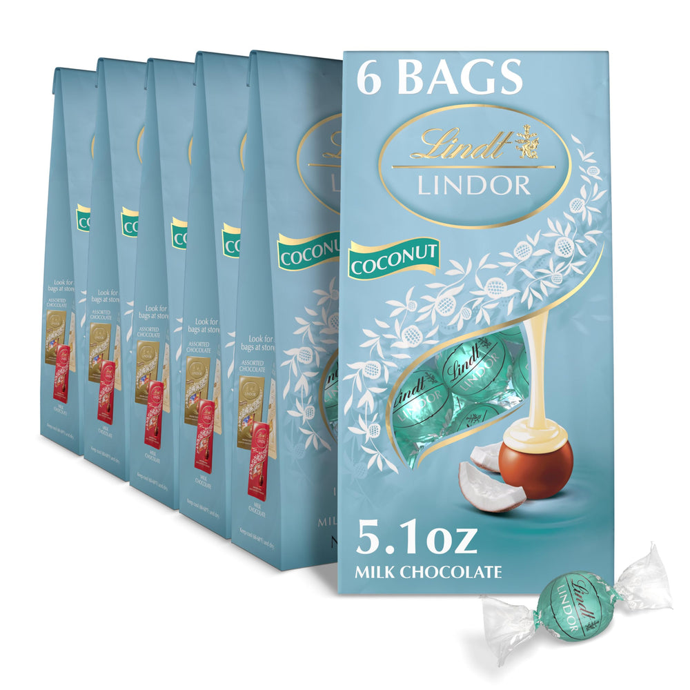 Lindt Lindor Coconut Milk Truffles outer shell with smooth melting center.