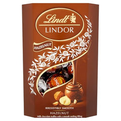 Lindt Lindor Hazelnut 200g open pack emphasizes creamy hazelnut center
