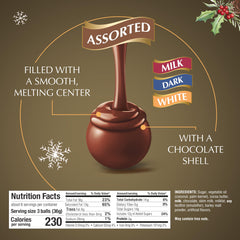 Lindt LINDOR milk chocolate truffle close-up with smooth melting center
