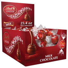 Lindt LINDOR bulk box of milk chocolate truffles, 60-count, ideal for gifting and sharing.