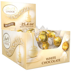 Lindt LINDOR White Truffles packaging box, ideal for gifting and sharing.