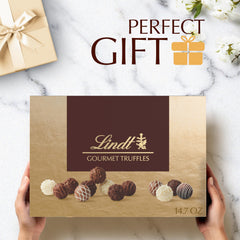 Lindt milk and white chocolate truffles assortment as a gift