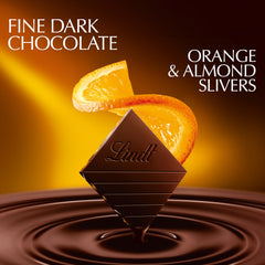 Orange zest and dark chocolate swirl in Lindt EXCELLENCE orange bar detail.