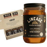 Lineage Provisions raw honey glass jar on kitchen counter for drizzle