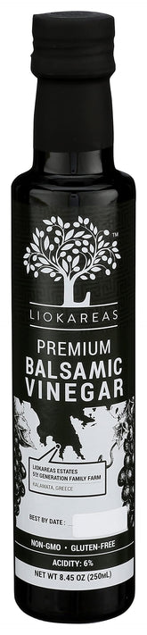 Liokareas Greek Balsamic Vinegar bottle for premium salads.