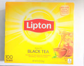 Lipton Black Tea Bags 100-count, front view, ideal for hot or iced tea.