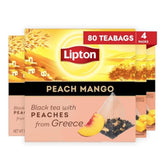 Lipton Black Tea Peach Mango pyramid tea bags infuse rich fruit aromas.