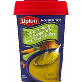 Lipton Consomme canister with resealable lid, ideal for easy pantry storage and quick chicken dishes.