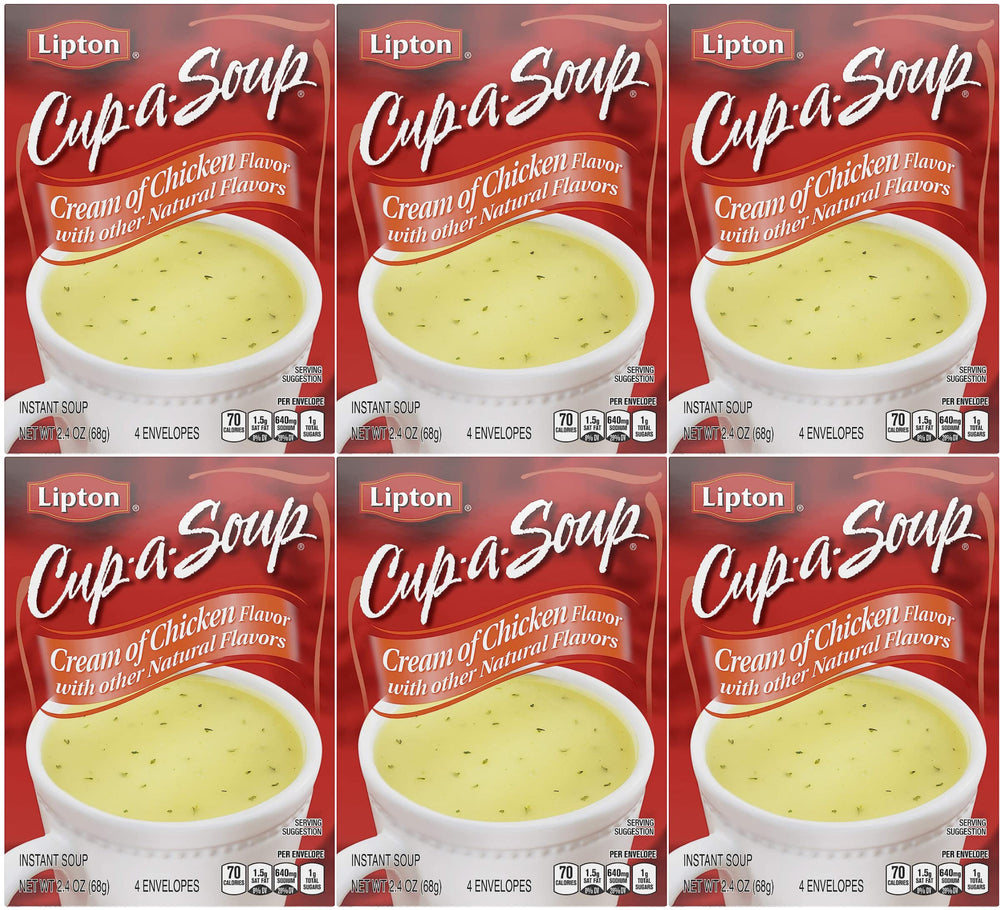 Lipton Cup-a-Soup Cream of Chicken being poured into a cup for a quick snack