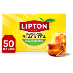Lipton Decaf Black Tea Bags box for anytime tea with foil freshness.