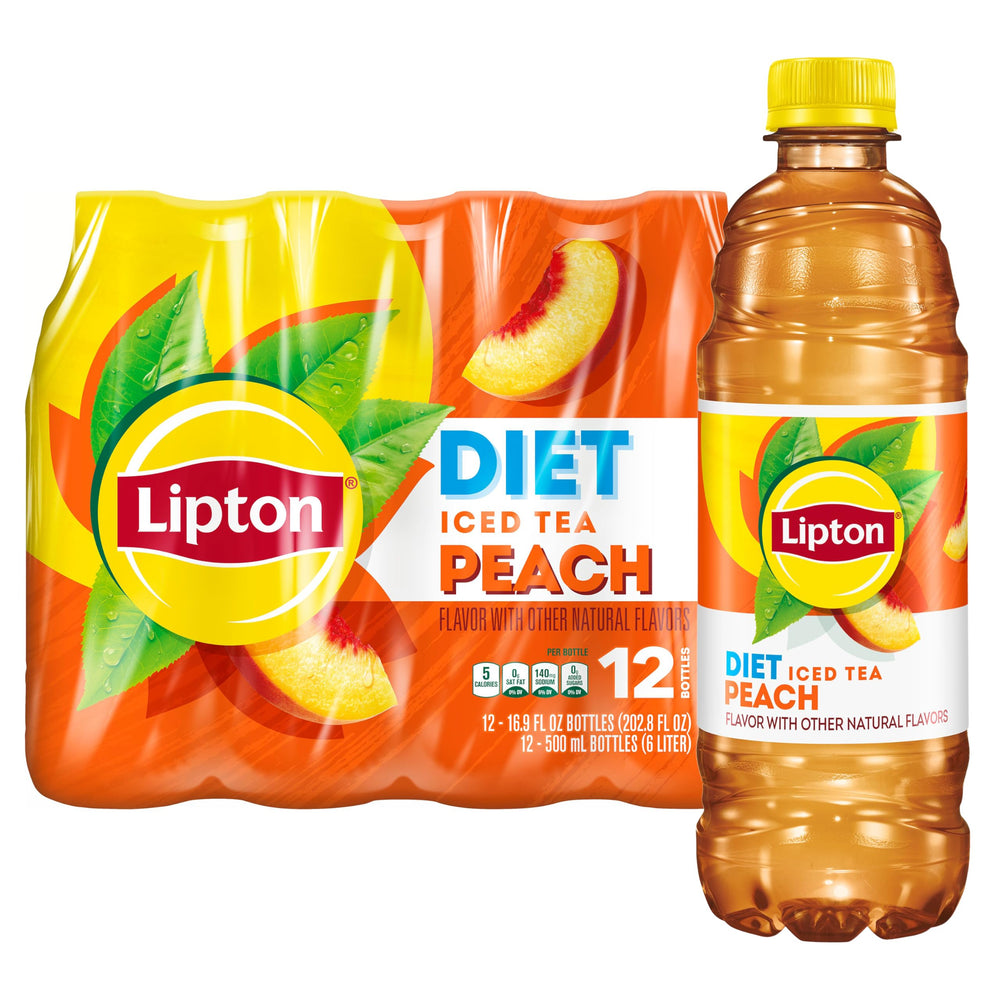 Lipton Diet Georgia Peach Iced Tea bottles pack of 12 for on-the-go refreshment