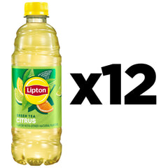 Lipton Green Tea Citrus label close-up shows quality ingredients.