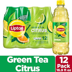 Lipton Green Tea Citrus pour into glass illustrating citrus notes.