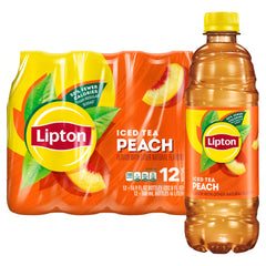 Lipton Peach Iced Tea bottle front view for convenient refreshment
