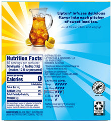 Lipton Southern Sweet Iced Tea Bags 2-pack back view, shows pre-sweetened option